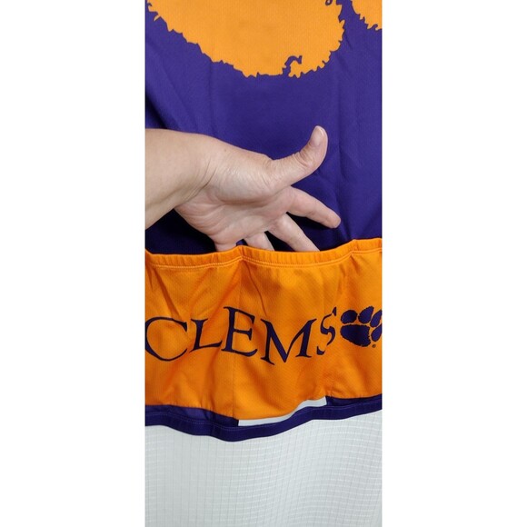 Clemson Tiigers XL Cycling Jersey Orange White Full Zip Pockets Reflector SEE - Picture 6 of 11